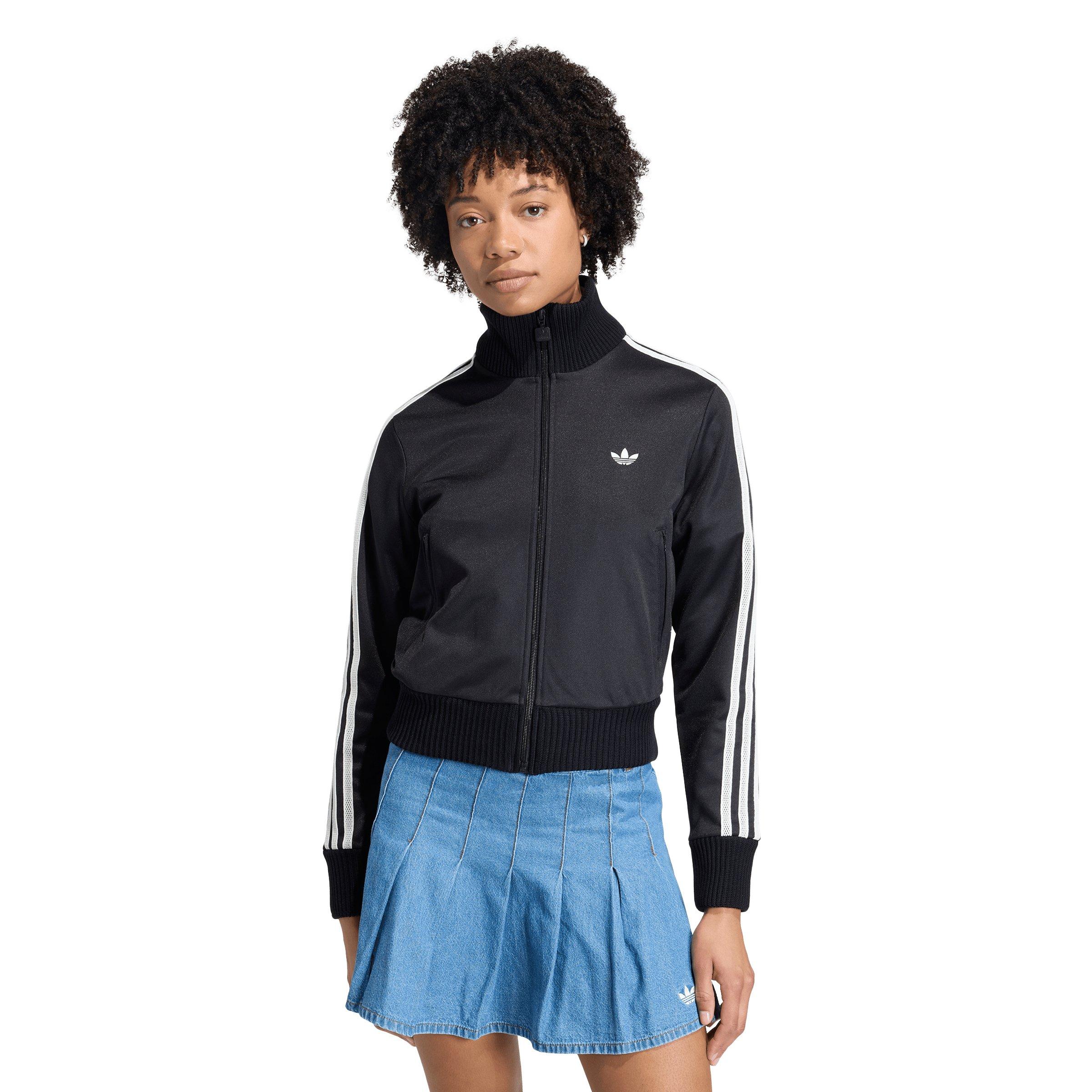 adidas Originals Women's Firebird Knitted Crochet Detail Jacket - Black - BLACK